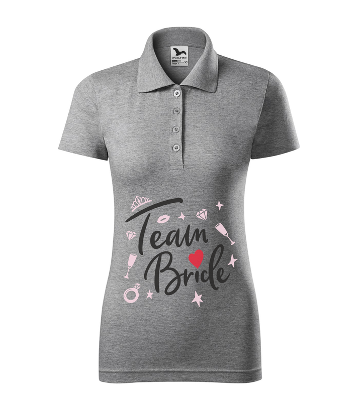 Team bride - Galléros női póló sötétszürke