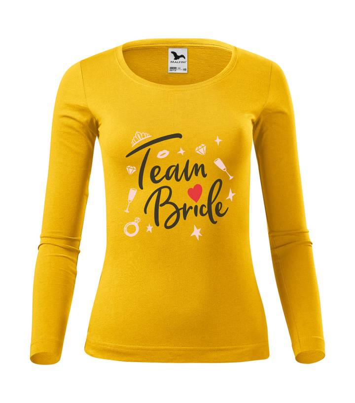 Team bride - Hosszú ujjú női póló sárga