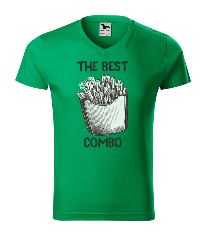 The best combo - Chips - V-nyakú férfi póló fűzöld