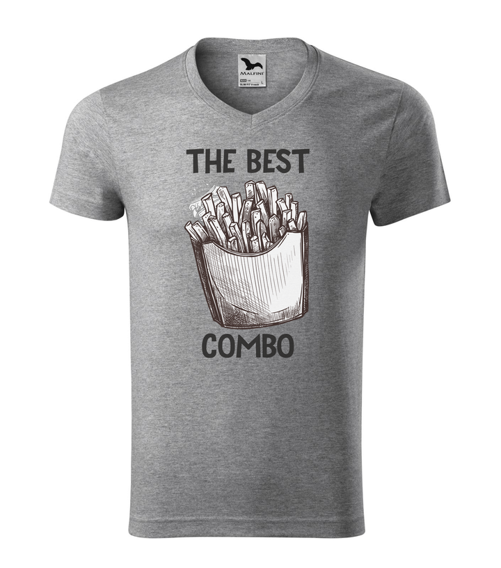 The best combo - Chips - V-nyakú férfi póló sötétszürke