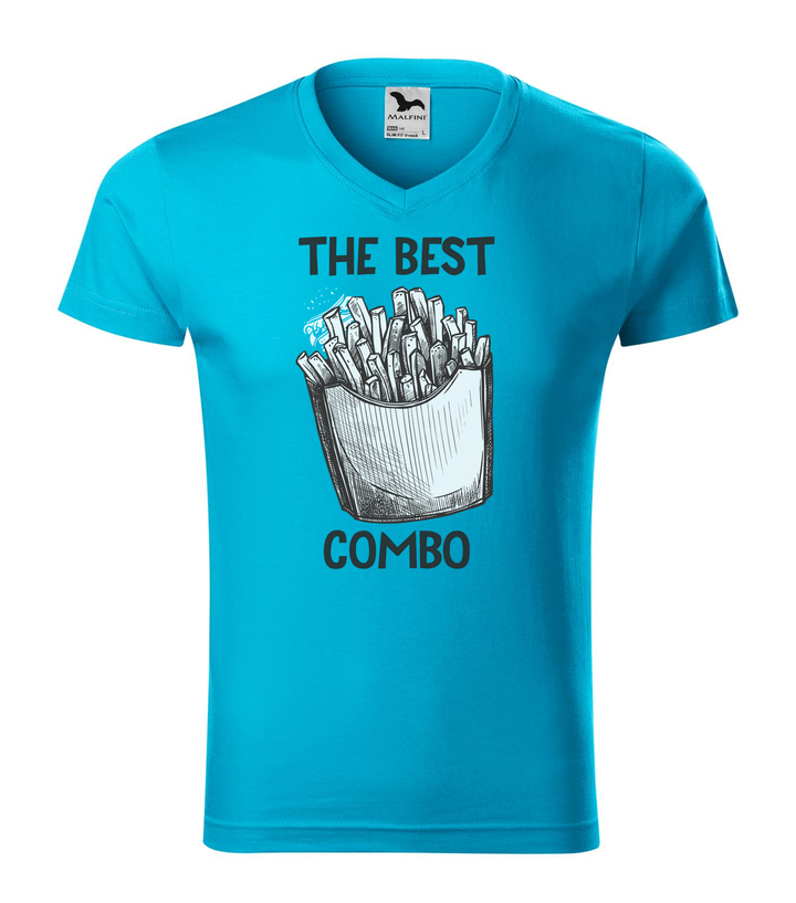 The best combo - Chips - V-nyakú férfi póló türkiz