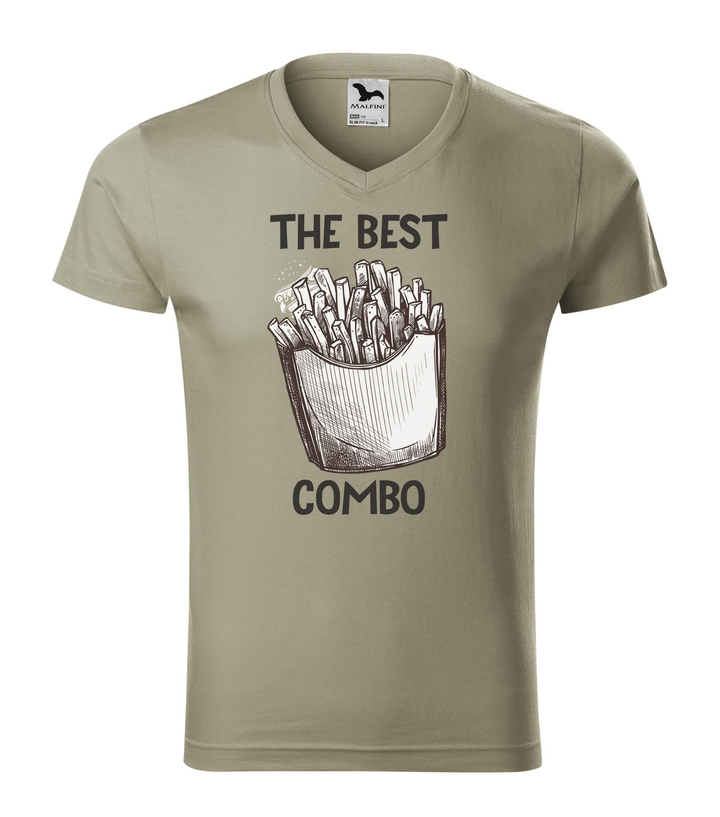 The best combo - Chips - V-nyakú férfi póló világos khaki