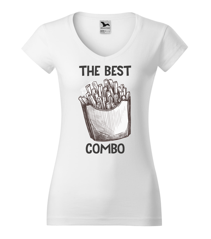The best combo - Chips - V-nyakú női póló fehér
