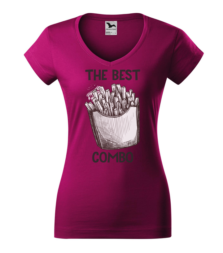 The best combo - Chips - V-nyakú női póló fukszia