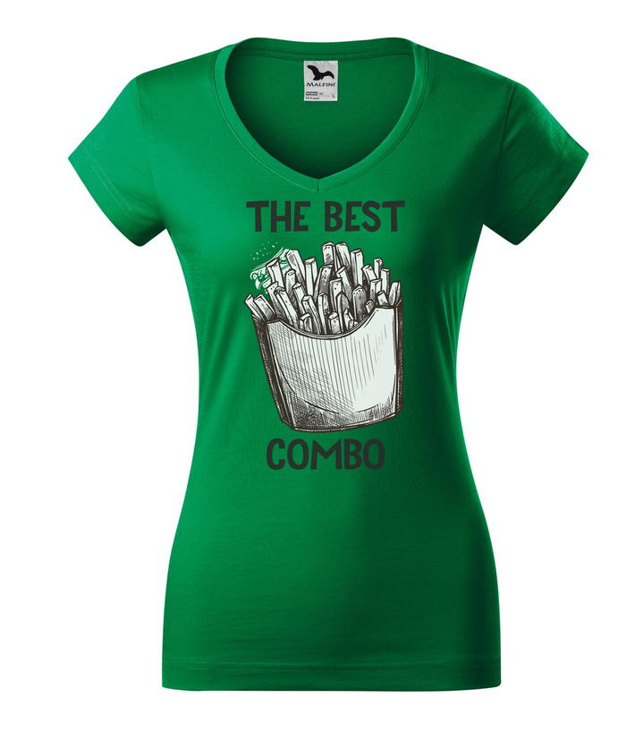 The best combo - Chips - V-nyakú női póló fűzöld