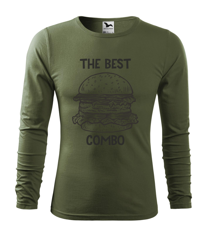 The best combo - Hamburger - Hosszú ujjú férfi póló khaki