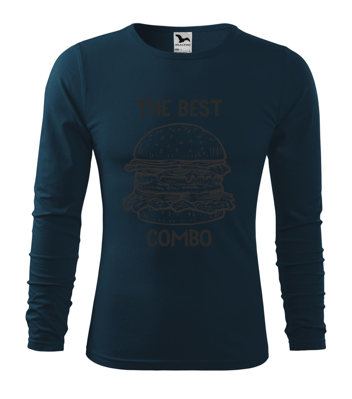 The best combo - Hamburger - Hosszú ujjú férfi póló tengerészkék