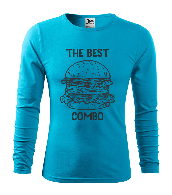 The best combo - Hamburger - Hosszú ujjú férfi póló türkiz