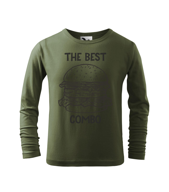 The best combo - Hamburger - Hosszú ujjú gyerek póló khaki