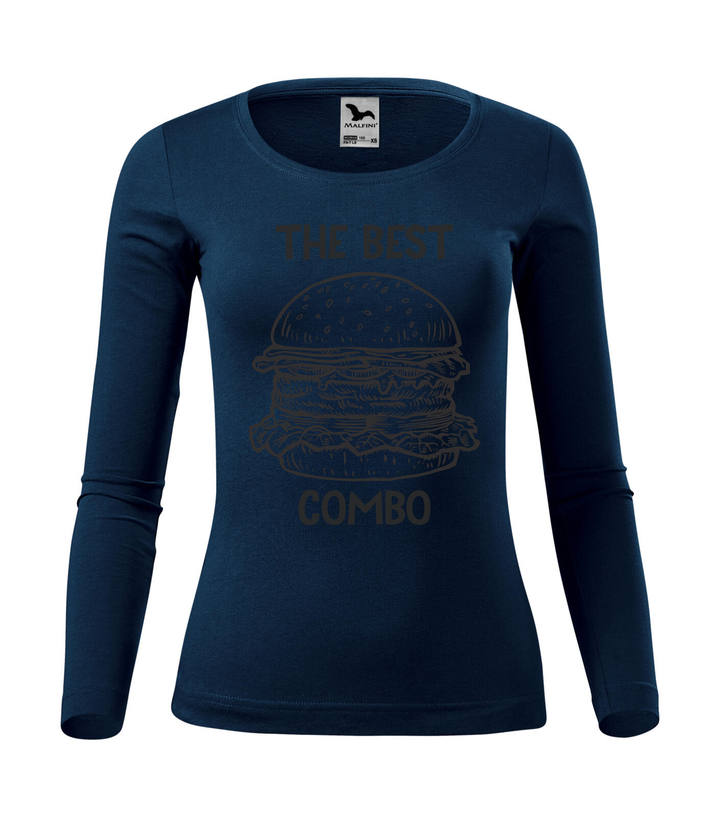The best combo - Hamburger - Hosszú ujjú női póló tengerészkék