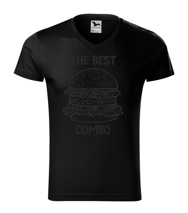 The best combo - Hamburger - V-nyakú férfi póló fekete
