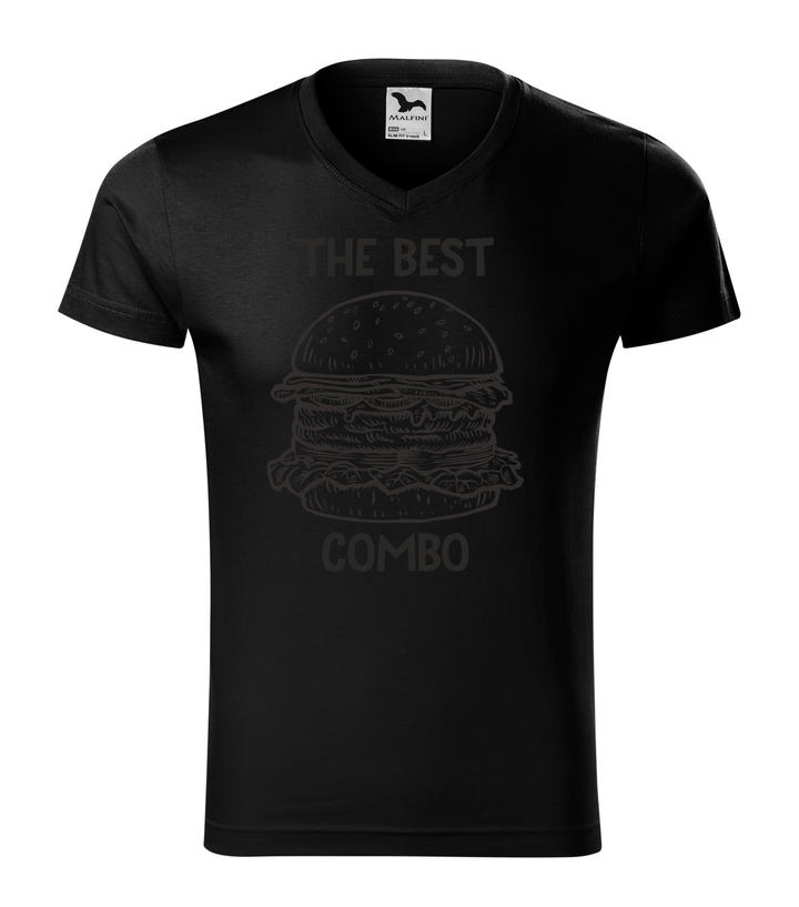 The best combo - Hamburger - V-nyakú férfi póló fekete