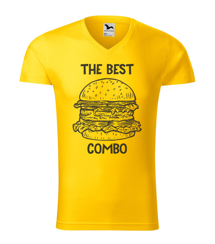 The best combo - Hamburger - V-nyakú férfi póló sárga