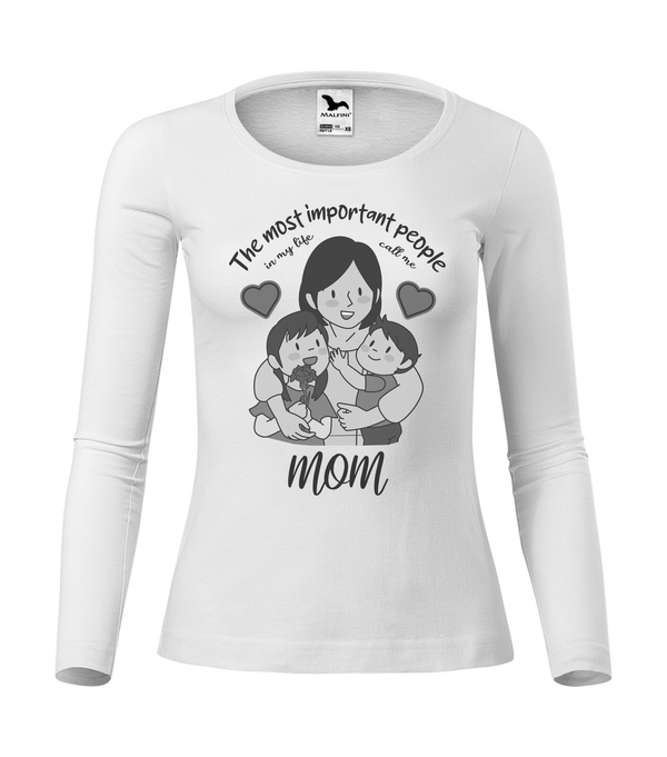 The most important people in my life call me mom - Hosszú ujjú női póló fehér