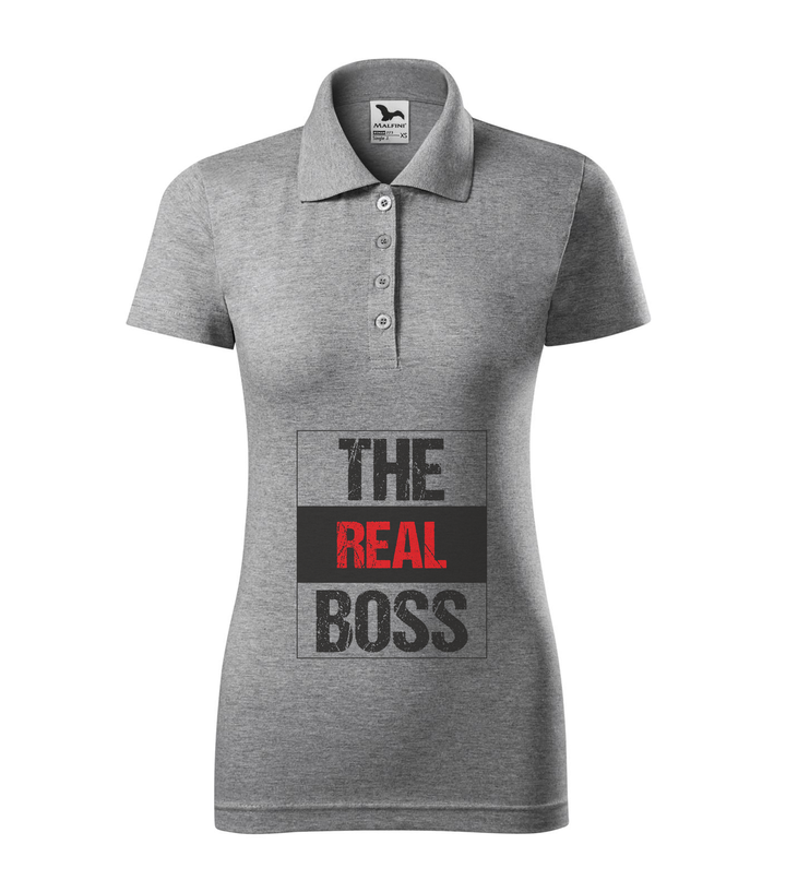 The real boss - Galléros női póló sötétszürke