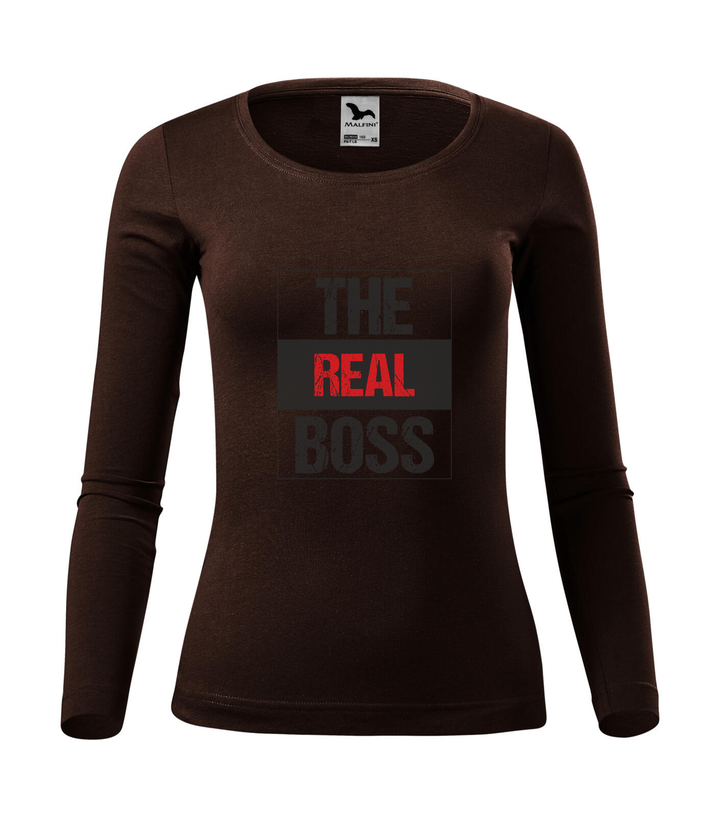 The real boss - Hosszú ujjú női póló kávé