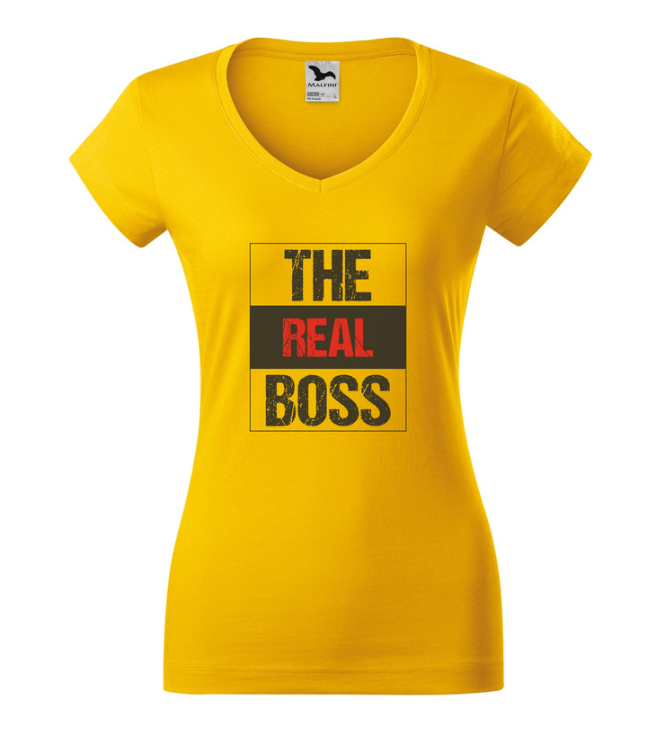 The real boss - V-nyakú női póló sárga