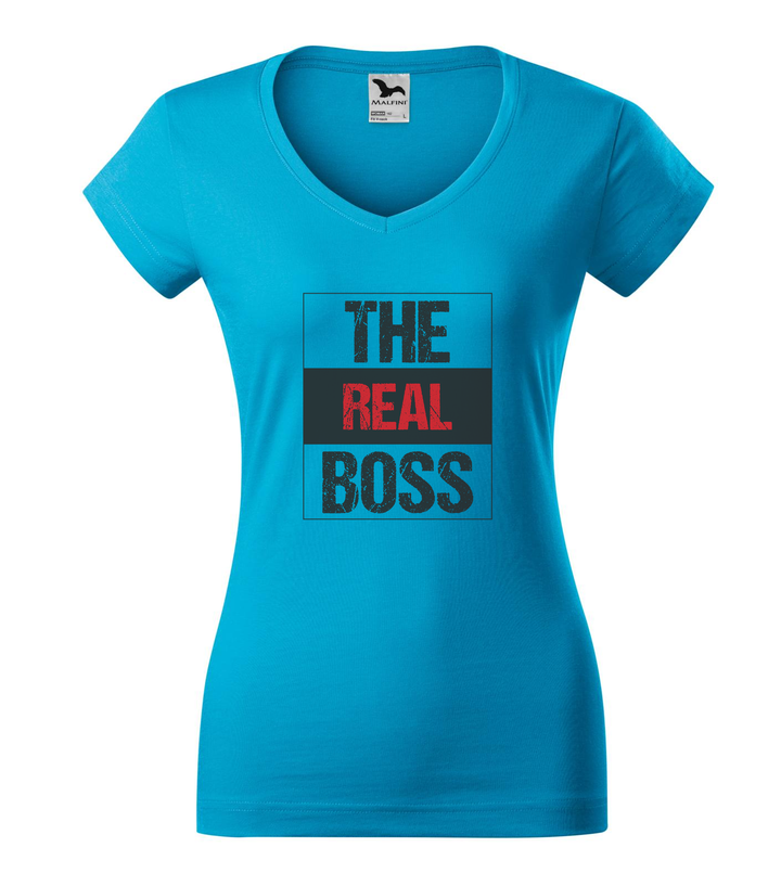 The real boss - V-nyakú női póló türkiz