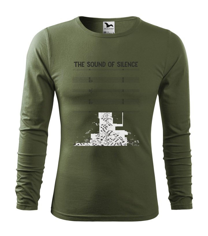 The sound of silence - Hosszú ujjú férfi póló khaki