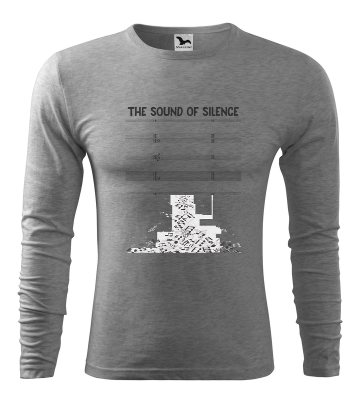 The sound of silence - Hosszú ujjú férfi póló sötétszürke