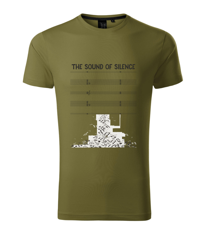 The sound of silence - Prémium férfi póló avokádózöld