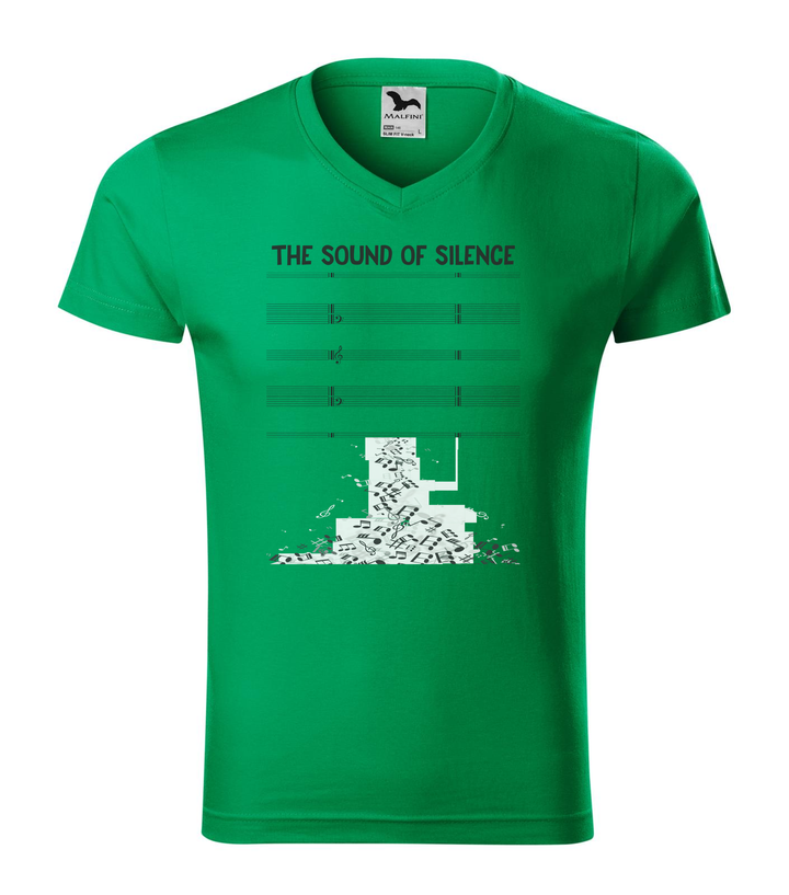 The sound of silence - V-nyakú férfi póló fűzöld