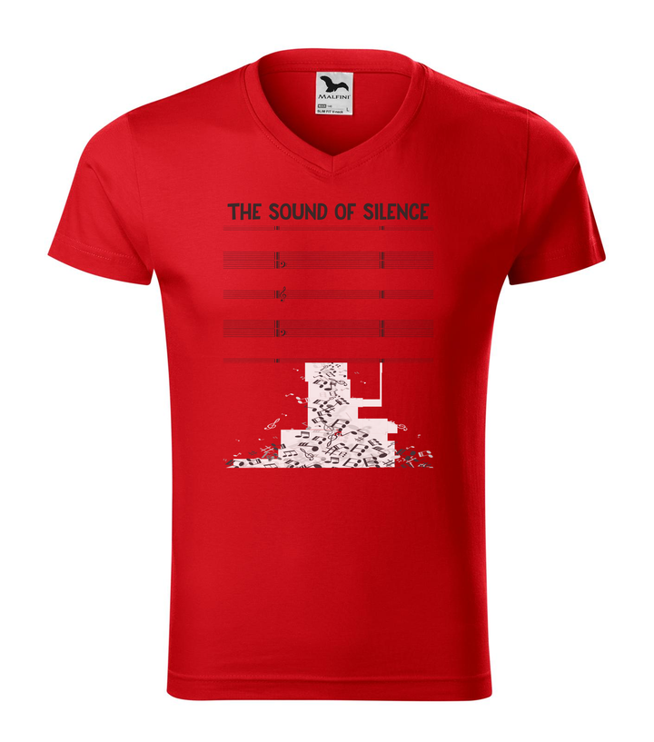The sound of silence - V-nyakú férfi póló piros