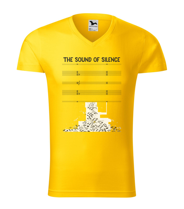 The sound of silence - V-nyakú férfi póló sárga