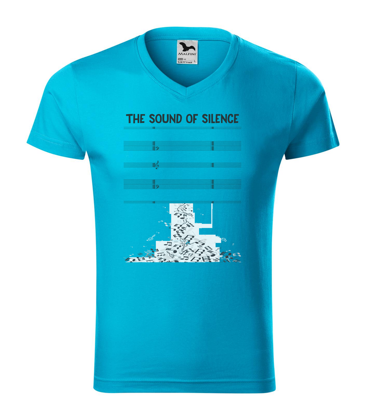 The sound of silence - V-nyakú férfi póló türkiz