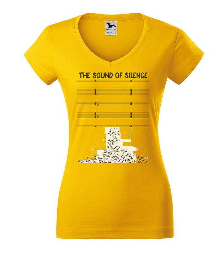 The sound of silence - V-nyakú női póló sárga