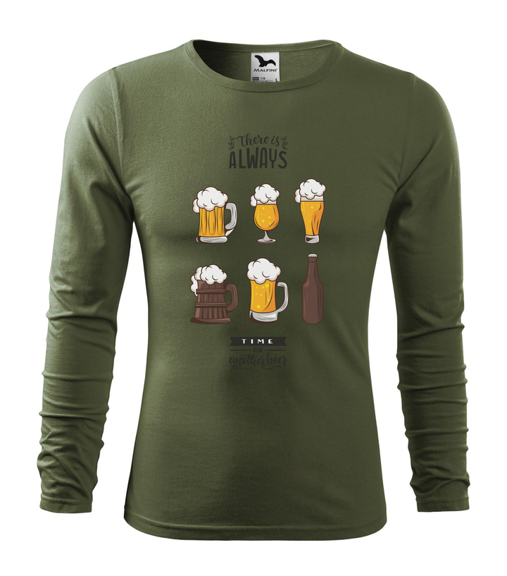 There is always time for another beer - Hosszú ujjú férfi póló khaki
