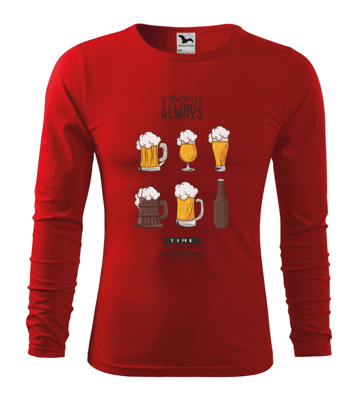 There is always time for another beer - Hosszú ujjú férfi póló piros