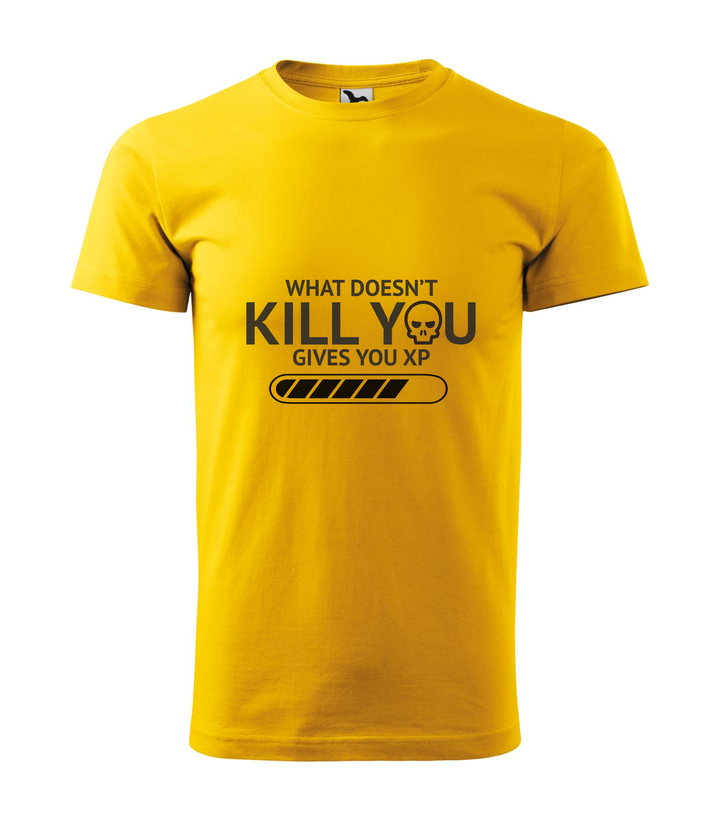What doesn't kill you gives you xp - Férfi póló sárga