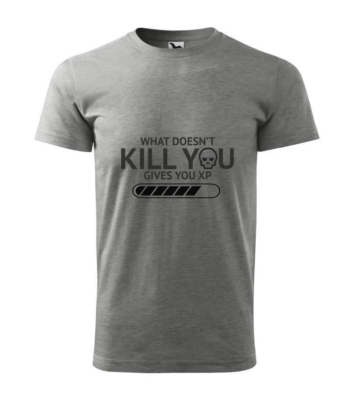 What doesn't kill you gives you xp - Férfi póló sötétszürke