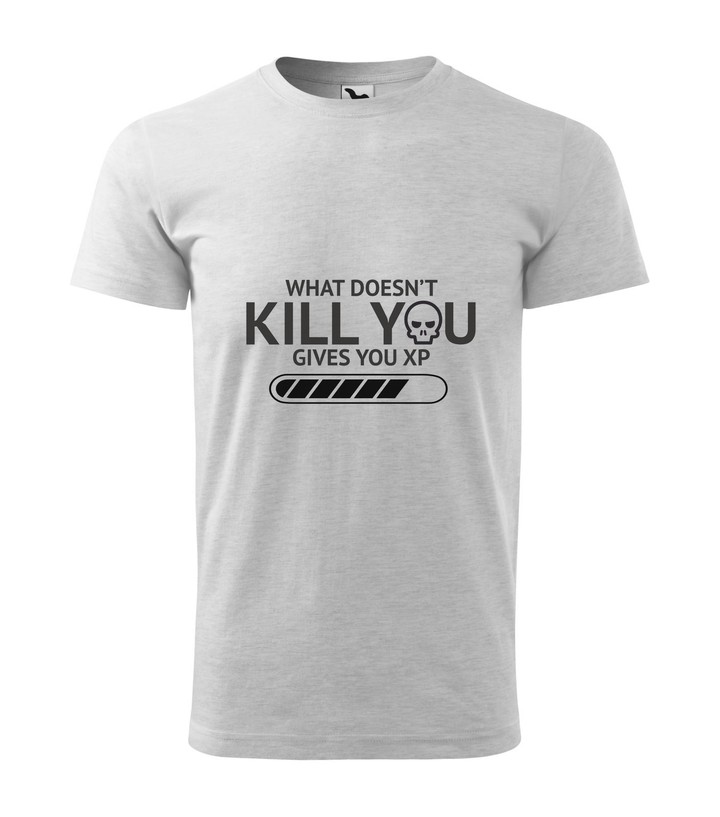 What doesn't kill you gives you xp - Férfi póló világosszürke