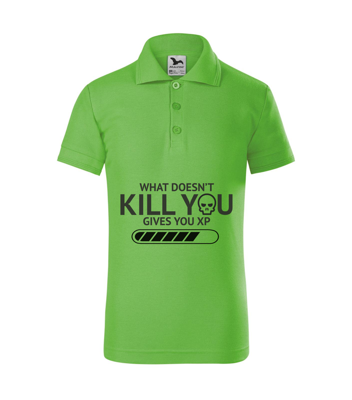 What doesn't kill you gives you xp - Galléros gyerek póló almazöld