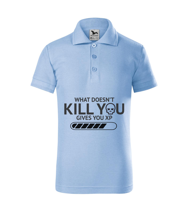 What doesn't kill you gives you xp - Galléros gyerek póló égszínkék