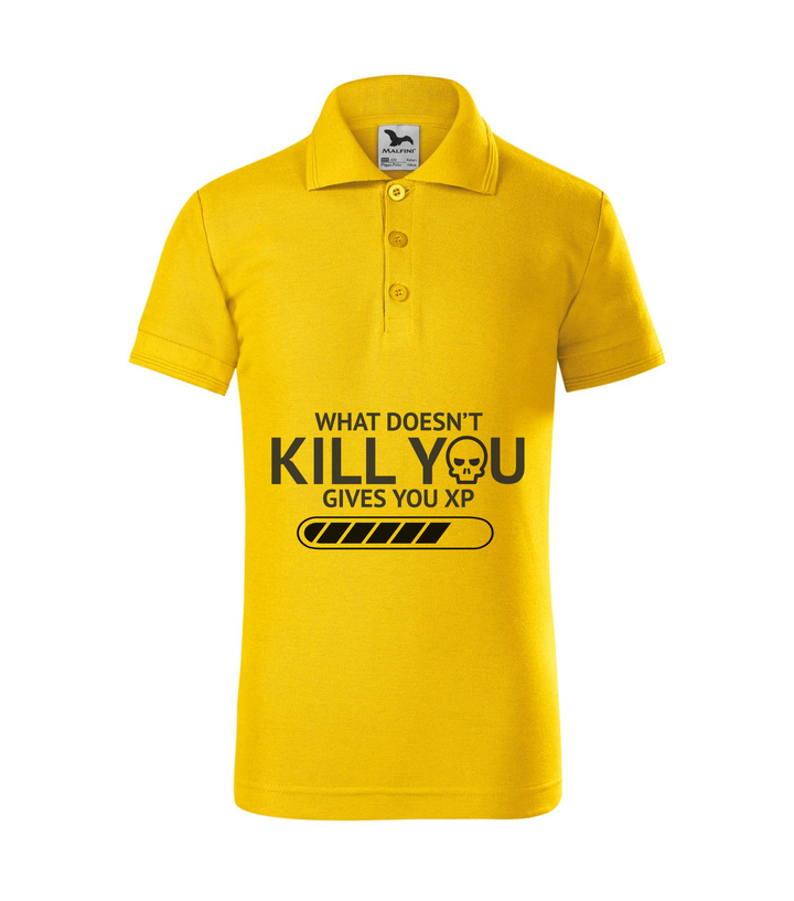 What doesn't kill you gives you xp - Galléros gyerek póló sárga
