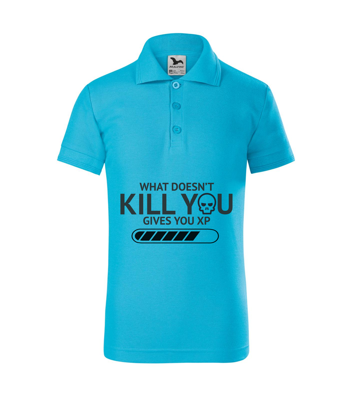 What doesn't kill you gives you xp - Galléros gyerek póló türkiz