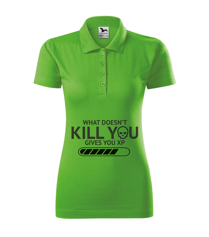 What doesn't kill you gives you xp - Galléros női póló almazöld