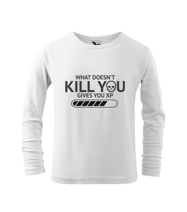 What doesn't kill you gives you xp - Hosszú ujjú gyerek póló fehér