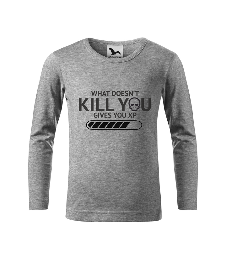What doesn't kill you gives you xp - Hosszú ujjú gyerek póló sötétszürke