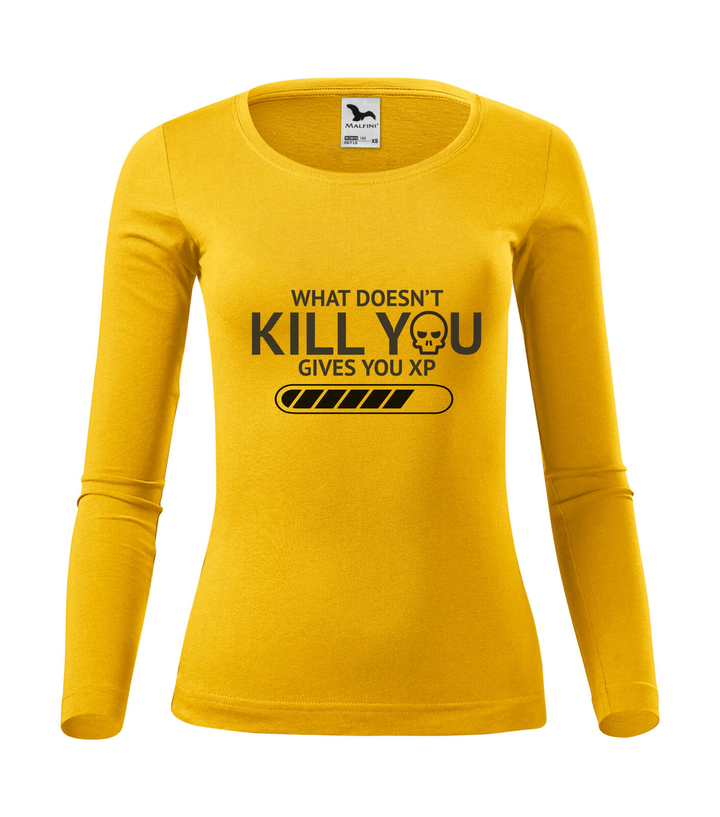What doesn't kill you gives you xp - Hosszú ujjú női póló sárga