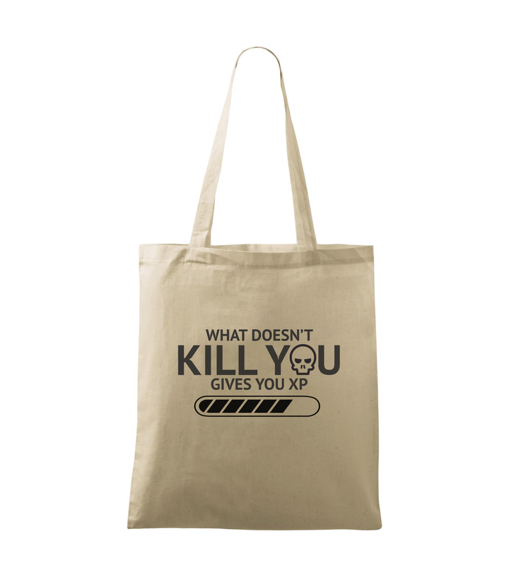 What doesn't kill you gives you xp - Vászontáska (42 x 38 cm) natúr