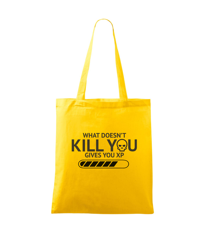 What doesn't kill you gives you xp - Vászontáska (42 x 38 cm) sárga
