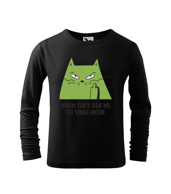 When they ask me to smile more - Hosszú ujjú gyerek póló fekete