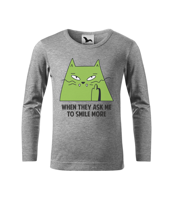 When they ask me to smile more - Hosszú ujjú gyerek póló sötétszürke