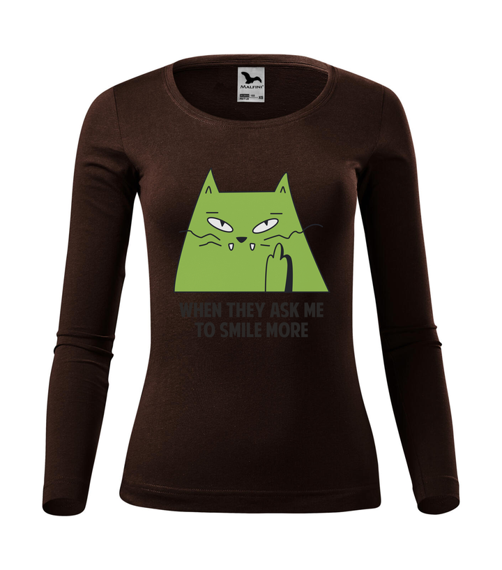 When they ask me to smile more - Hosszú ujjú női póló kávé