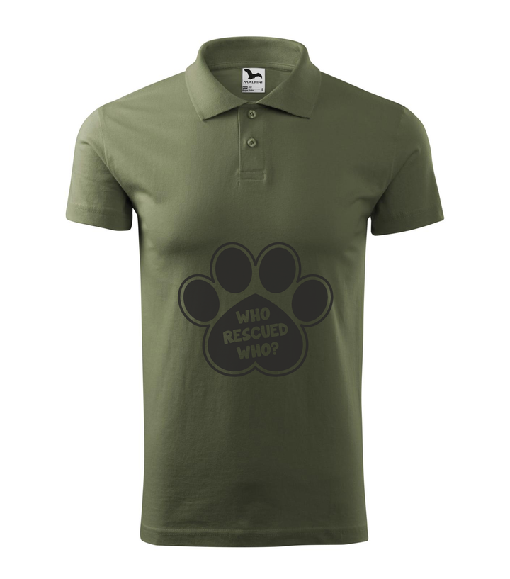 Who rescued who (dog) - Galléros férfi póló khaki