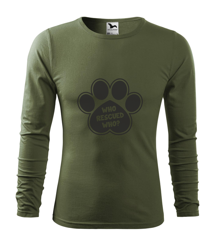 Who rescued who (dog) - Hosszú ujjú férfi póló khaki